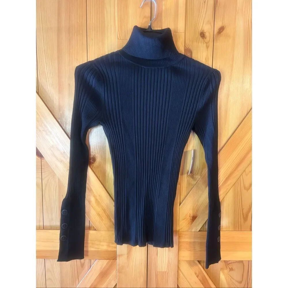 Moth by Anthropologie Black Ribbed Turtleneck Sweater NWT Size XS (5932)